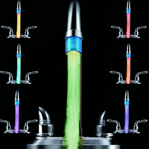 Water Flow Recognition 7 Colors Flashing LED Light Water Tap Faucet Light Shower Head