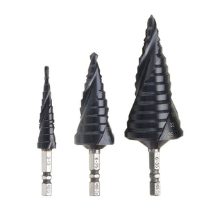 Drillpro 3-13/6-25/6-35mm HRC89 M35 Cobalt Step Drill Bit TiAlN Coated Step Drill 1/4 Inch Hexagon Shank