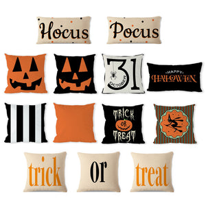 Halloween Pumpkin Bat Owl Pattern Pillowcase Cotton Linen Throw Pillow Cushion Cover Seat Hom