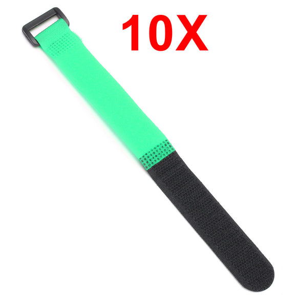 10pcs 2cm x 20cm Multicolor Reusable Nylon Hook Loop Cable Cord Ties Tidy Straps Green