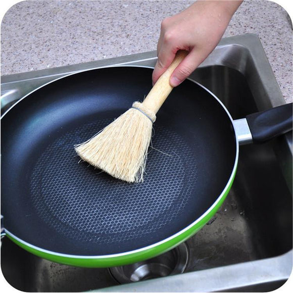 Handmade Handle Natural White Brown Non Stick Pan Dish Cleaning Brushes