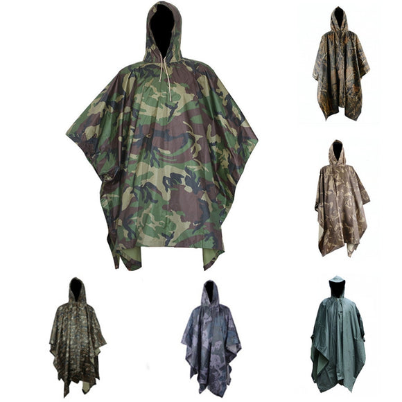 Multifunctional Camouflage Rain Coat Outdooors Travel Rain Coat Cycling Camouflage Poncho