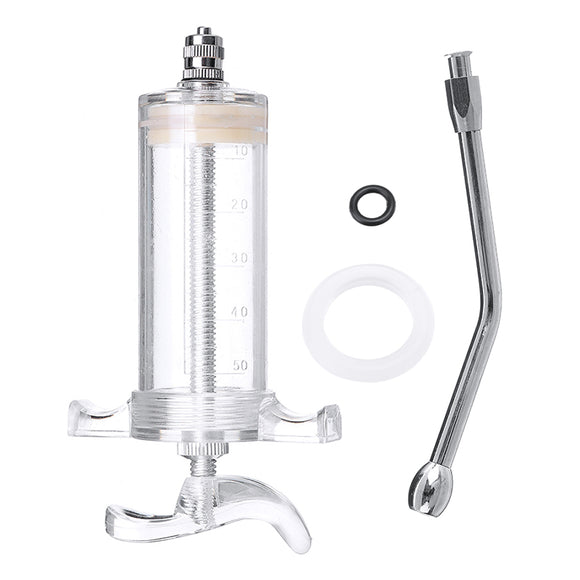 50cc Re-usable Injector Livestock Sheep Goat Cattle Drencher Adjust Dose Syringe