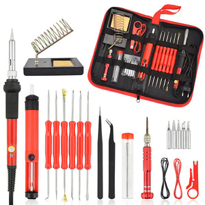 26Pcs 60W Multifunctional Electric Solder Iron Kit Screwdriver Desoldering Pump Tip Wire Pliers