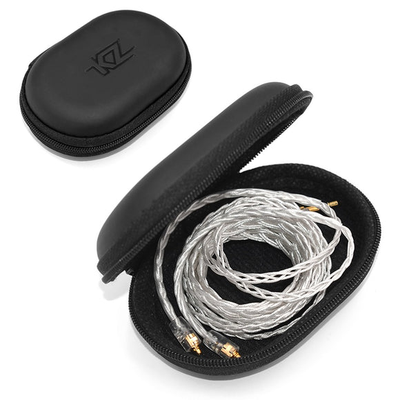 Original KZ Oval PU Earphone Bag Portable Shockproof Zipper Earphone Cable Storage Box Case