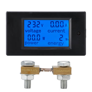 TSPZEM-051 DC 6.5-100V 0-100A LCD Display Digital Current Voltage Power Energy Meter Multimeter Ammeter Voltmeter with 100A Current Shunt