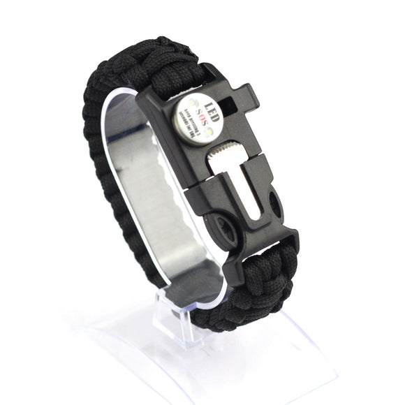 IPRee 5 in 1 Outdoor Survival Rope Bracelet with Waterproof SOS LED Light Emergency Whistle