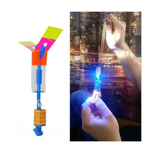 20PCS Amazing Flash LED Light Rocket Helicopter Rotating Flying Plane Toy Party Fun Pink