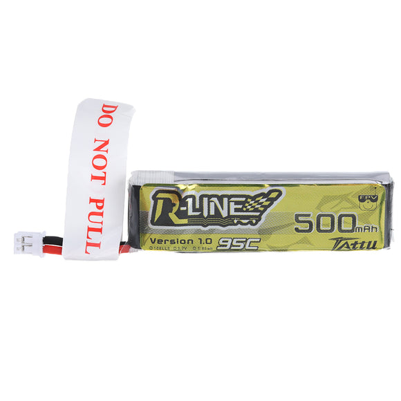 TATTU R-LINE 1.0 3.7V 500mAh 95C 1S Lipo Battery PH2.0 Plug for 100 to 180mm Multirotor FPV Drone