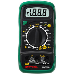 MASTECH MAS830L Mini Handheld LCD Display Digital Multimeter DC Current Tester Backlight Data Hold