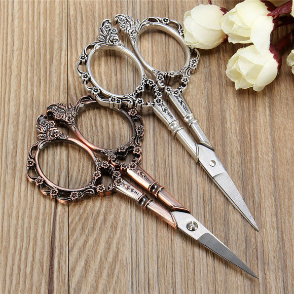 Vintage Flower Pattern Cross Stitch Embroidery Scissors DIY Handcrafteds Silver Bronze Sewing Shear