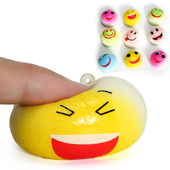 5PCS New Cute Funny Face Simulate Smashed Bean Bun Bread Squishy Toy Stress Reliever Phone Chain