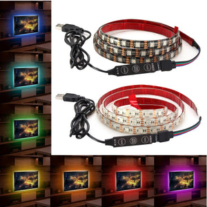 1M Waterproof USB SMD5050 120 LED RGB Strip Light Bar TV Background Lighting Lamp 5V