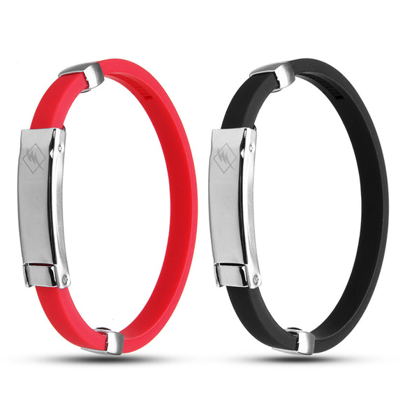 Portable Anti Static Titanium Ionic Magnetic Wristband Silicone Bracelet Balance Band Black/Red