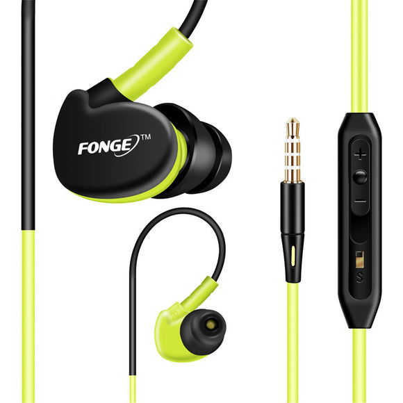 FONGE S500 Sport Stereo Bass 3.5mm In-ear Earphone Running Waterproof Sweatproof with Mic Headset