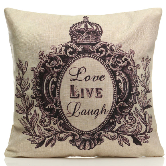 Black Royal Letters Cotton Linen Throw Pillow Case Sofa Office Cushion Cover Home Decor