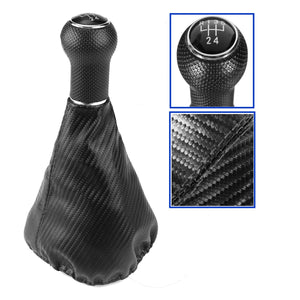 5 Speed Carbon Gear Knob Shift Shifter Boot Cover For VW POLO GOLF MK4 BORA SEAT