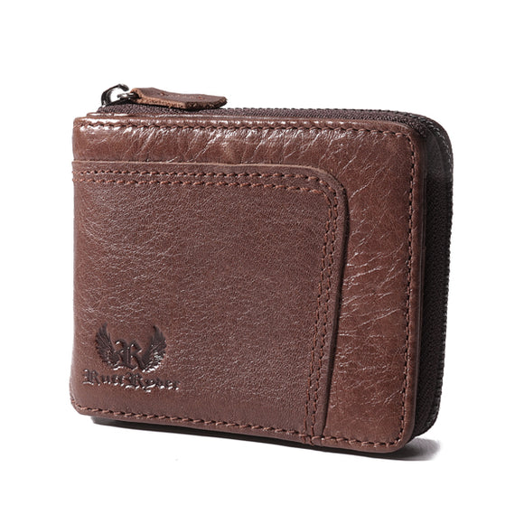 Men Coin Bag 11 Card Slots Genuine Leather Retro Business Wallet