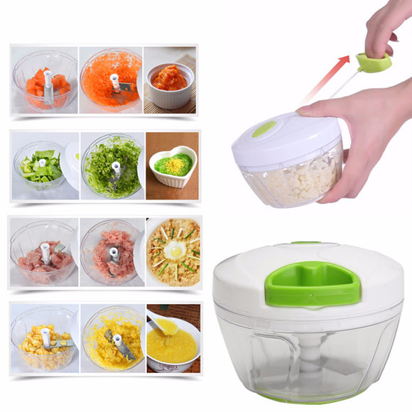 Manual Pull Rope Food Vegetable Blender Meat Chopper Hand Held Pulling Slicer Mincer