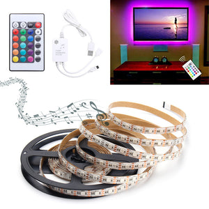 0.5M/1M/1.5M/2M/3M/4M Music Sound Activated Waterproof RGB 5050 LED Strip Light Kit DC5V