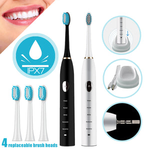 Magnetic Suspension Sonic Power IPX7 Waterproof Electric Toothbrush Black White