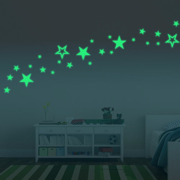 Honana DX-144 38x87CM Fluorescent Glow Hollow Out Stars Wall Sticker