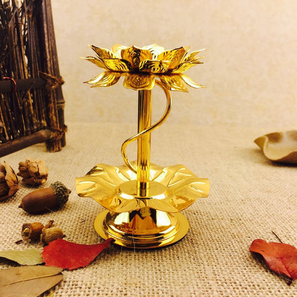 4 Inches Alloy Lamp Bracket Dedicated Lotus Candle Holder for Buddhism Pray Ghee Light