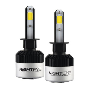 NightEye S2 COB LED Car Headlights H1 Bulbs Fog Lamps 72W 9000LM 6500K 2Pcs