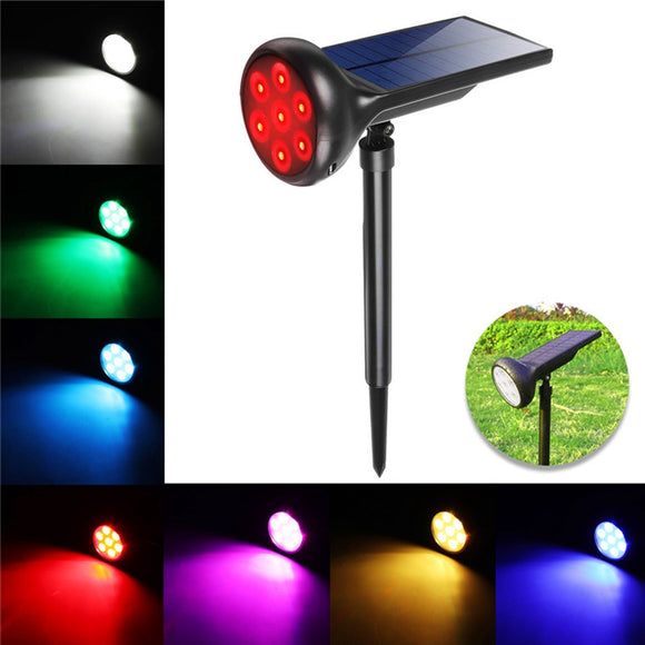 Solar Power 7 LED RGB Spot Light Outdoor Garden Yard Lawn Path Patio Wall Lamp