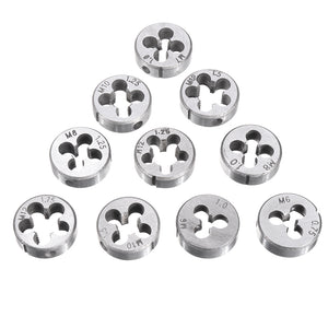 Drillpro 10Pcs Metric Circular Die Set M6/M7/M8/M10/M12 Thread Die for Screw Tap