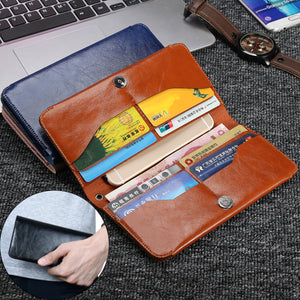 Universal Multifunctional Leather Handbag Wallet Card Solt Purses For Phone Under 6.3 Inch