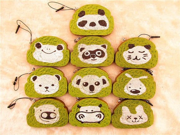 Bread Squishy Green Tea Toast 8.5*6*1CM Animal Cartoon Squeeze Toys Gift Collection With Packaging