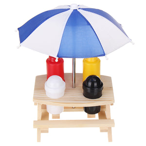 Outdoor Camping BBQ Tools Condiment Jar Set Salt Pepper Sauce Bottle Holder Tent Table Parasol