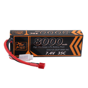 ZOP Power 7.4V 8000mAh 35C 2S2P Lipo Battery T Plug for RC Car RC Airplane