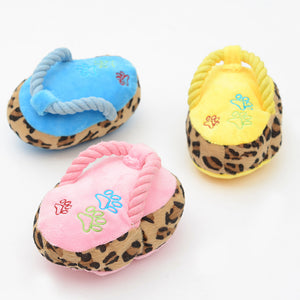 Cute Cartoon Plush Slippers Pet Sounding Flip-flops Dog Biting Training Toy