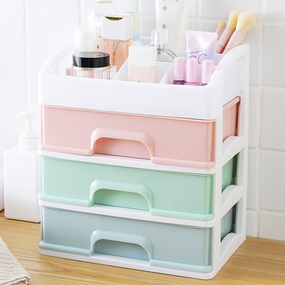 3 Layers Storage Box PP Table Tidy Organizer Drawers Case Makeup Display Holder