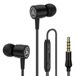 PTM D1 Stereo Bass Sport Earphone Volume Control Metal In-ear Headphone with Mic