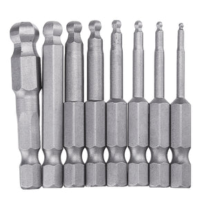 Effetool 8pcs 50mm S2 Magnetic Ball Screwdriver Bits H1.5/2/2.5/3/4/5/6/8 Screwdriver Hex Shank