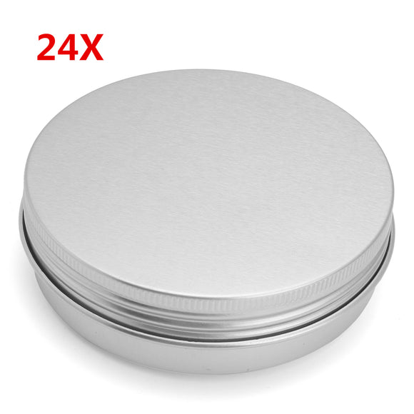 24Pcs 100G Aluminum Round Empty Jar Tin Screw Top Lid Cosmetic Sample Storage Container