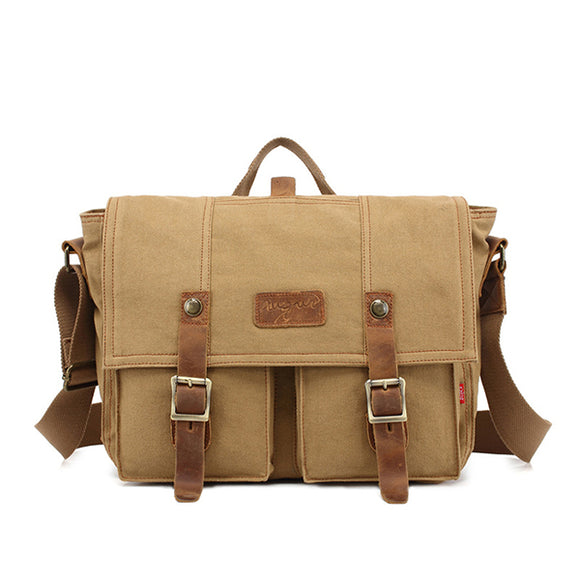 Men Canvas Durable Single Shoulder Bag Vintage Casual Messenger Bag