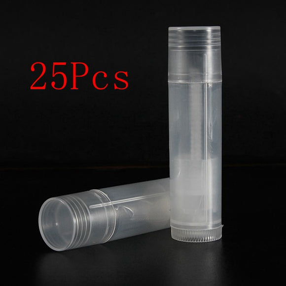 25Pcs Empty Clear Lip Balm Tubes Containers Small Transparent Lipstick Bottle