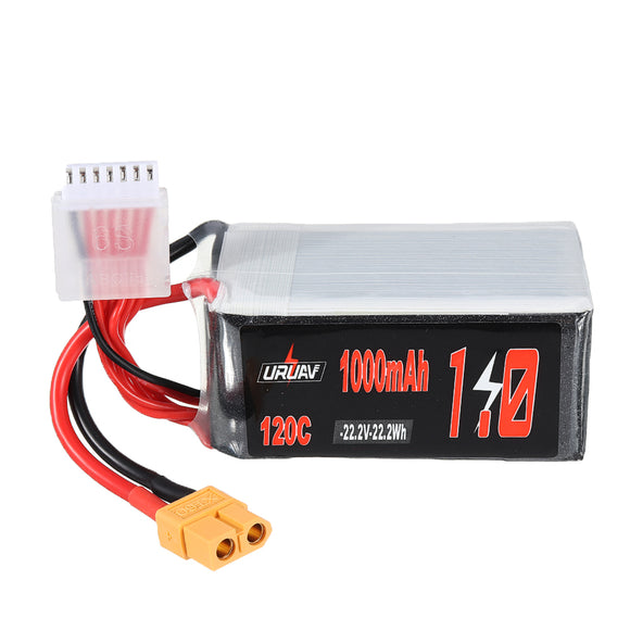 URUAV 22.2V 1000mAh 120C 6S Lipo Battery XT60 Plug for RC Racing Drone