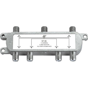 Jasen SP-06 6 Way Satellites Coax Cable Splitter Bi-Directional MoCA 5-2500MHz Connector