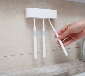 Happy Life White Toothbrush Holder Bathroom Organizer Wall Mounted Stand 3M Adhesive Smart Home Decorations from Xiaomi Youpin