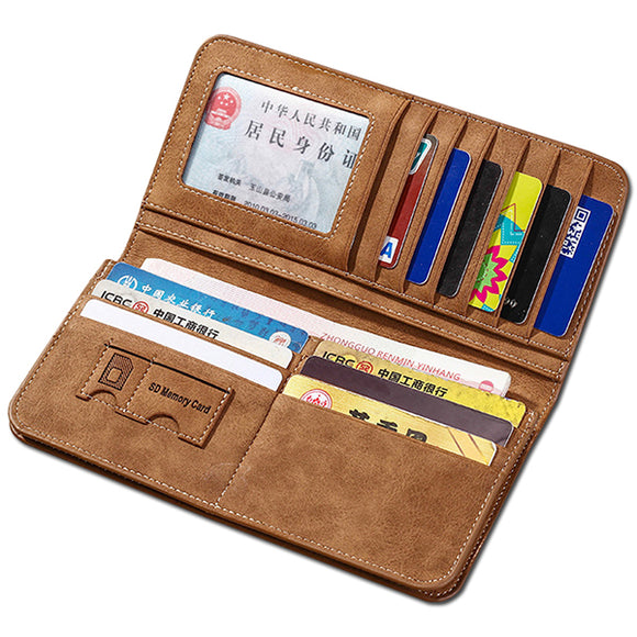 Vertical PU Leather Wallet 13 Card Slots Card Holder Casual Bill Holder For Men