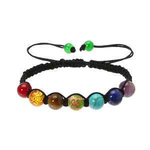 Healing Jewelry 7 Color Balance Beads Reiki Prayer Stone Gemstone Chakra Bracelet for Men Women