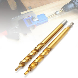 Drillpro 9.5mm Twist Step Drill Bit 3/8 Round/Hex Shank Drill for Woodworking Pocket Hole Jig"