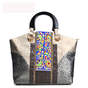 Handmade Embroidery National Style Handbag PU Leather Shoulder Bag Crossbody Bag For Women