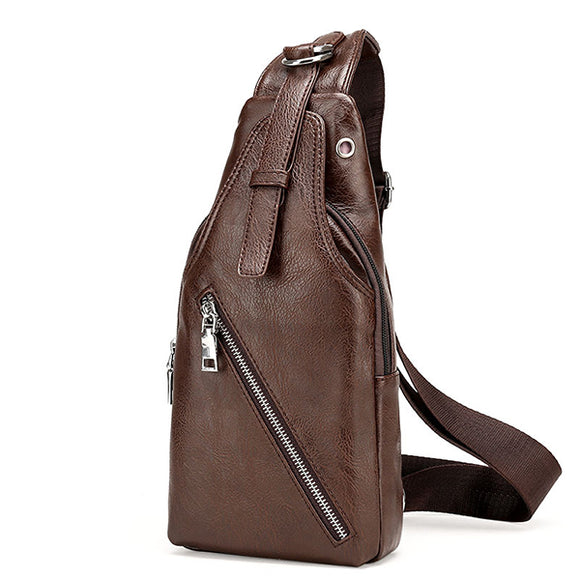 Men Black Brown Leather Crossbody Bag Swagger Bag Casual Sling Bag