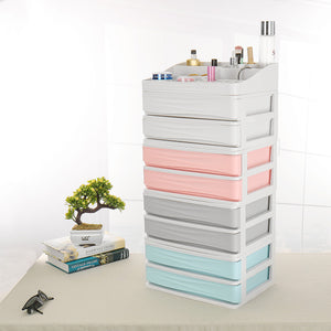 Double-deck Desktop Comestics Makeup Storage Drawer Box Saving Space Desktop Organizer